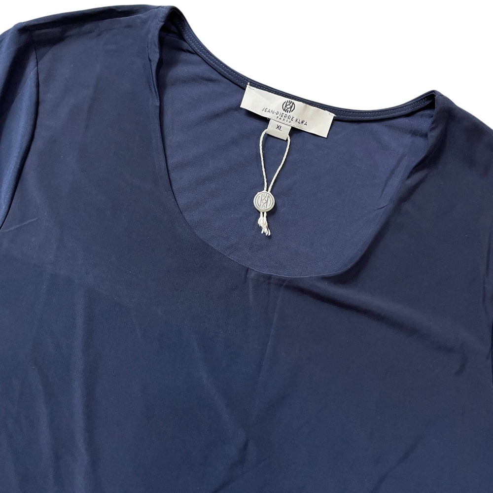 Jean-Pierre Klifa XL Navy New w/Tags Ladies 3/4 Sleeve Top Polyester Blend - Picture 2 of 5